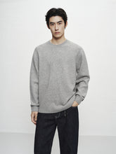 Men's Grey Brushed Sweater with Embroidery